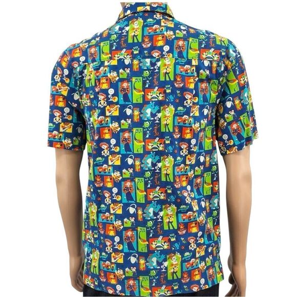 Disney Parks Pixar Characters Button-Down Short Sleeve Shirt Mens medium - Picture 3 of 9